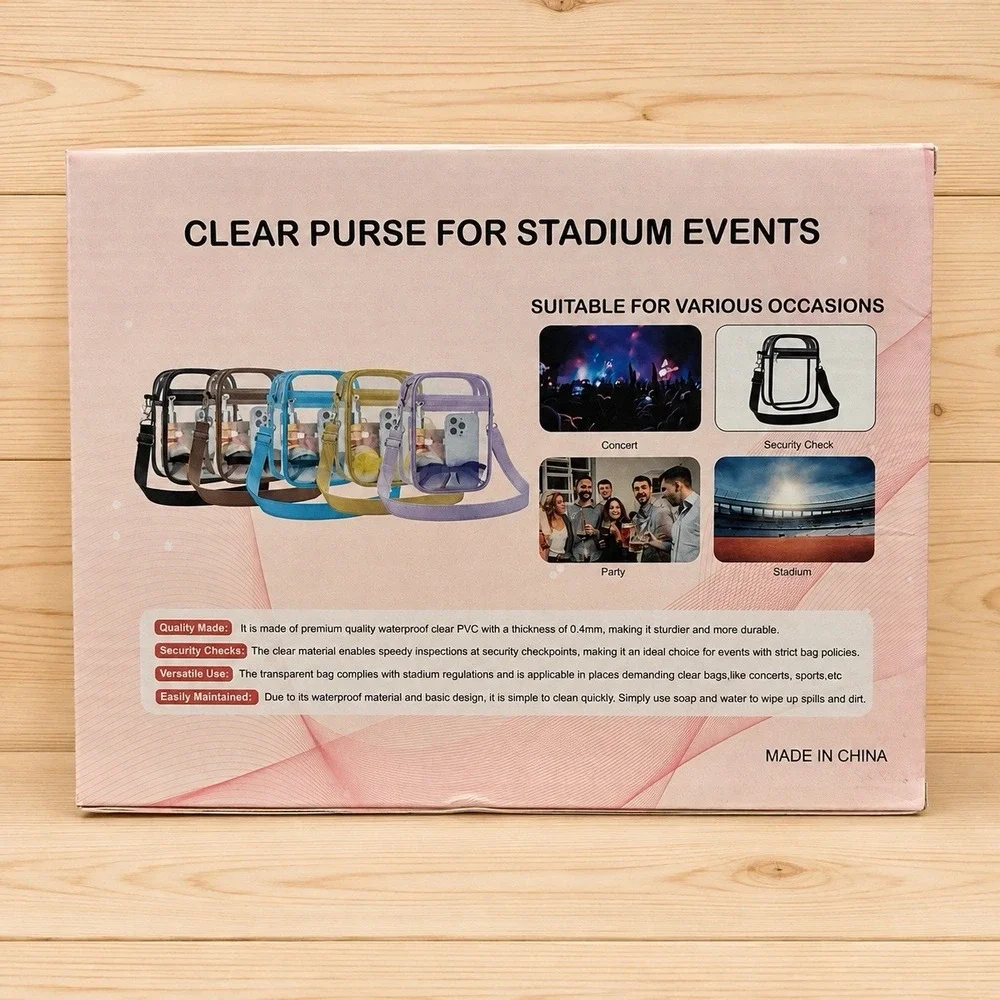 Oraben Clear Stadium Crossbody Purse Black Small Concert Sports Bag New[C]